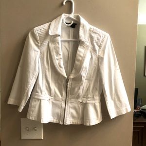 White House Black Market White Peplum Zip Blazer